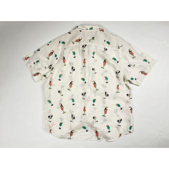 Tommy Bahama Men’s Linen Shirt L | Toucan Cocktail Print Short Sleeve Button-Up - Picture 4 of 7